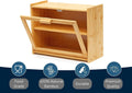 Premium Double Layer Bamboo Bread Box with Transparent Window