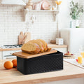 Premium Bread Bin with Bamboo Lid & Chopping Board - Black