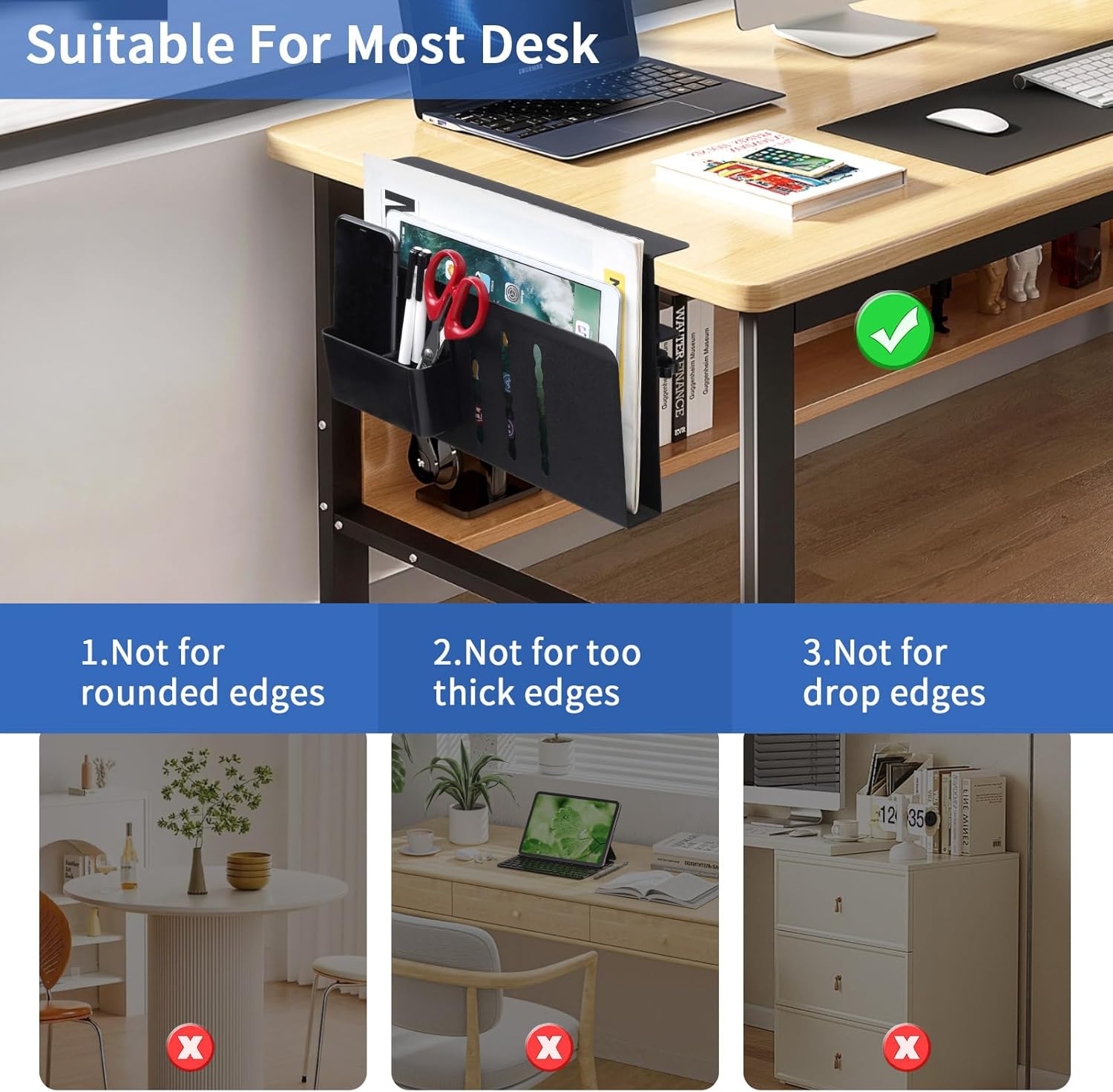 Premium Under Desk Laptop Holder with Cable Tray & Pen Storage