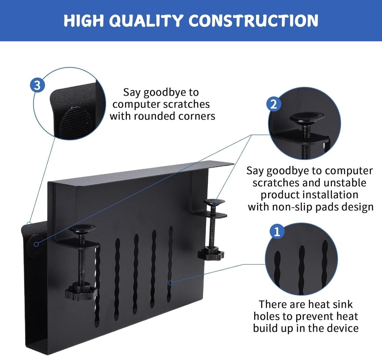 Premium Under Desk Laptop Holder with Cable Tray & Pen Storage