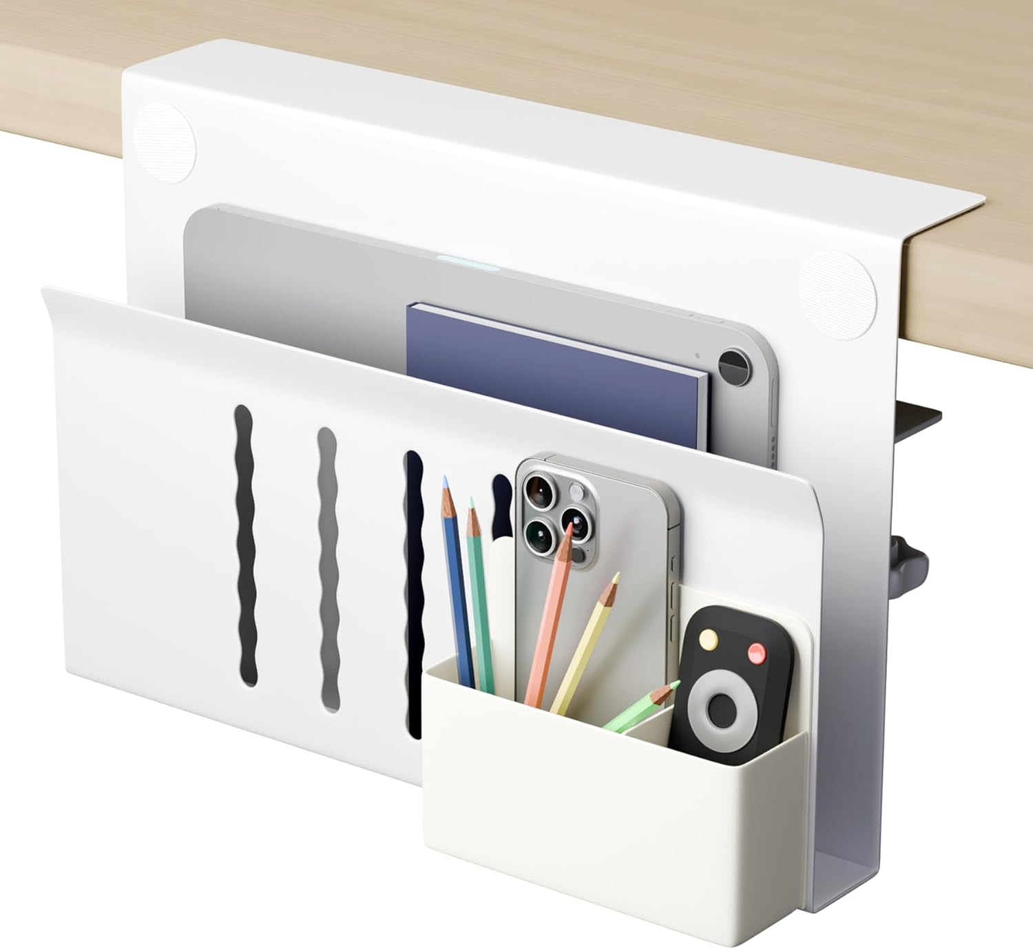 Premium Under Desk Laptop Holder with Cable Tray & Pen Storage
