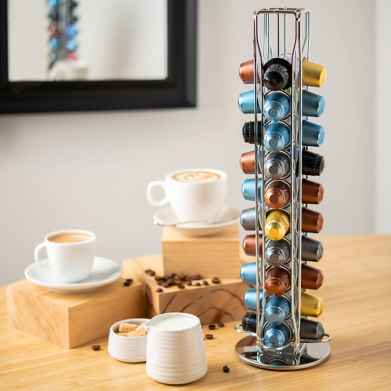 Premium 40 Pod Rotating Coffee Capsule Holder for Nespresso Pods