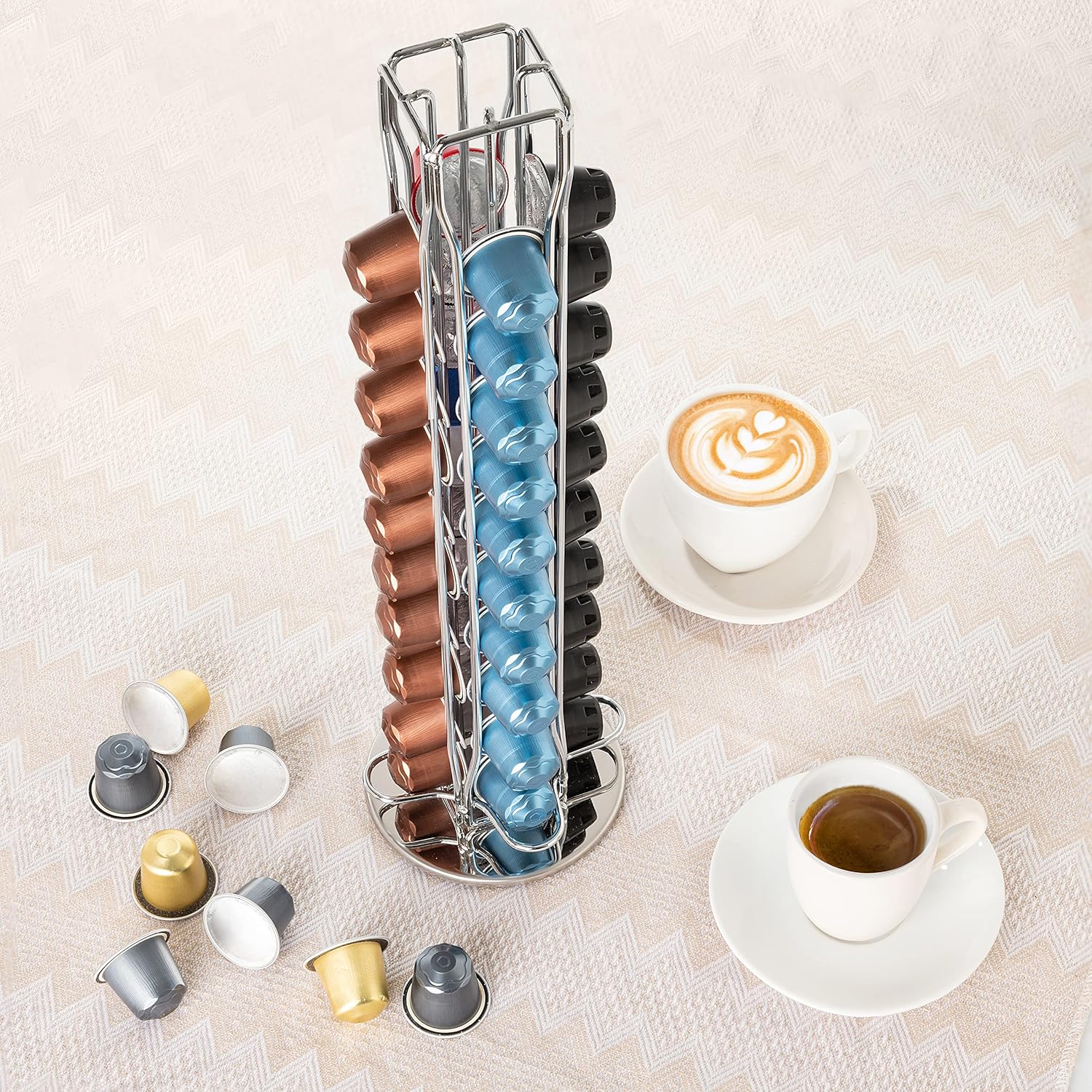 Premium 40 Pod Rotating Coffee Capsule Holder for Nespresso Pods