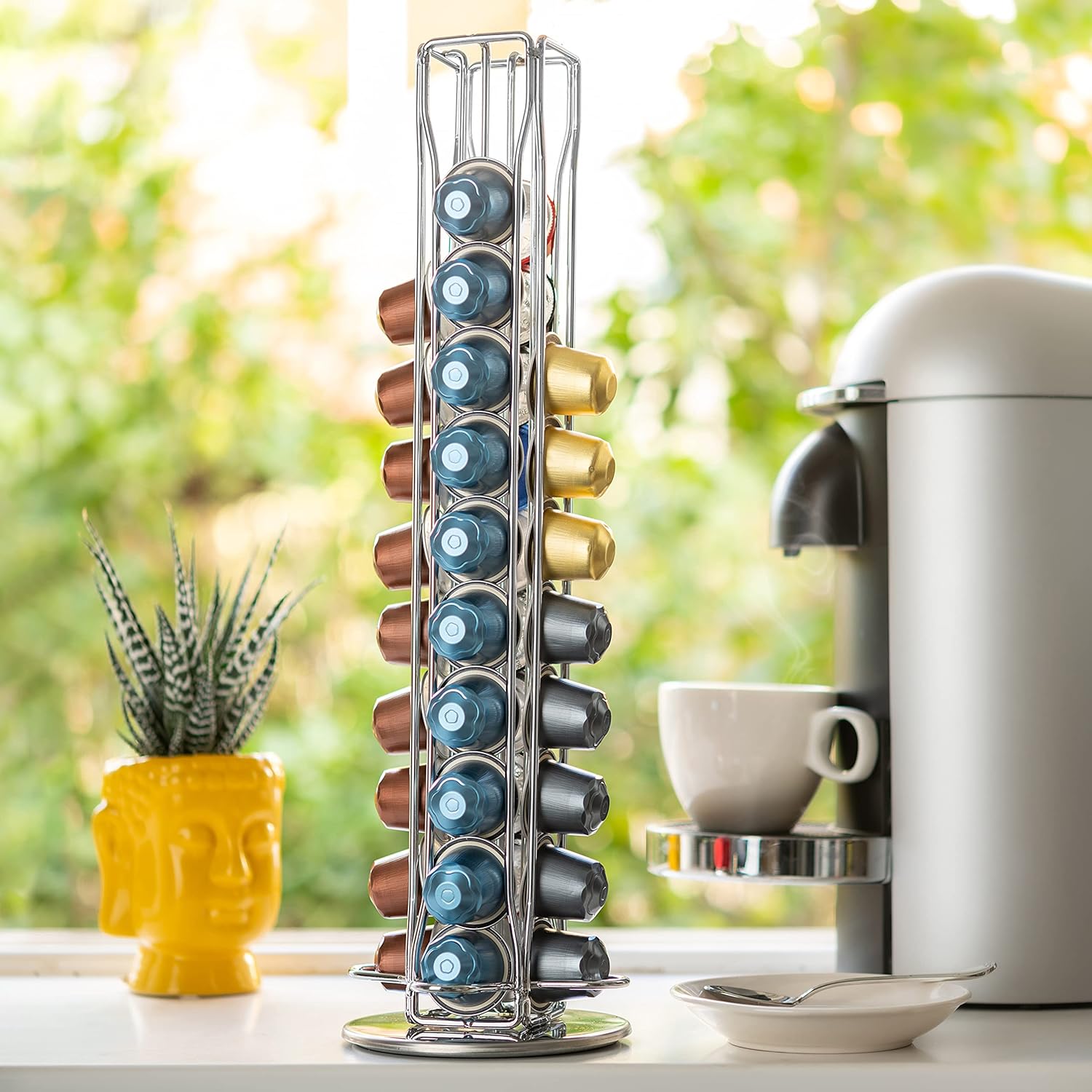 Premium 40 Pod Rotating Coffee Capsule Holder for Nespresso Pods