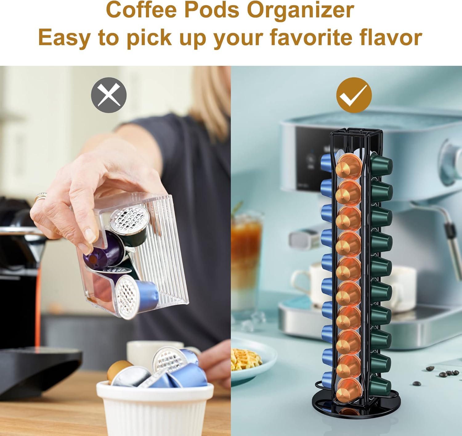 Premium 40 Pod Rotating Coffee Capsule Holder for Nespresso Pods