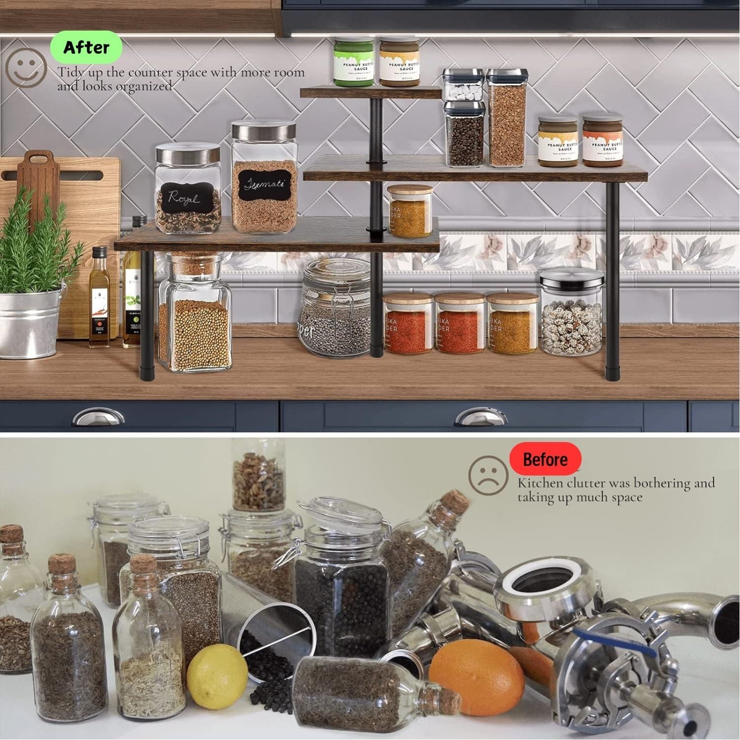 Premium 3-Tier Wooden Corner Shelf with Stainless Steel Legs