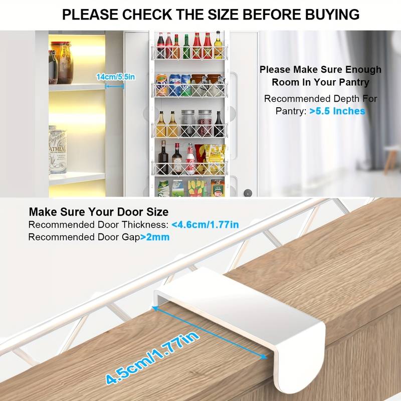 Premium 6-Tier Over Door Pantry Organiser with Adjustable Baskets