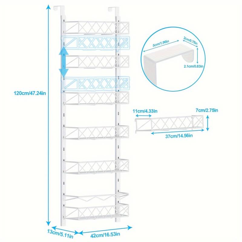 Premium 6-Tier Over Door Pantry Organiser with Adjustable Baskets