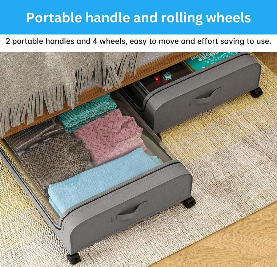 CARLA HOME XXL Under Bed Rolling Storage Container with Wheels - 50L