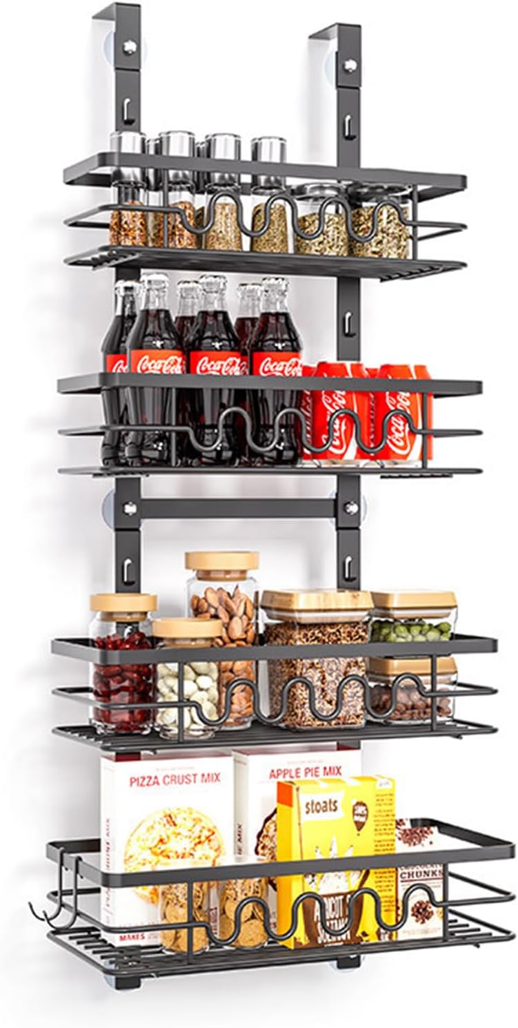 Premium 4-Tier Over Door Pantry Organiser with Adjustable Baskets