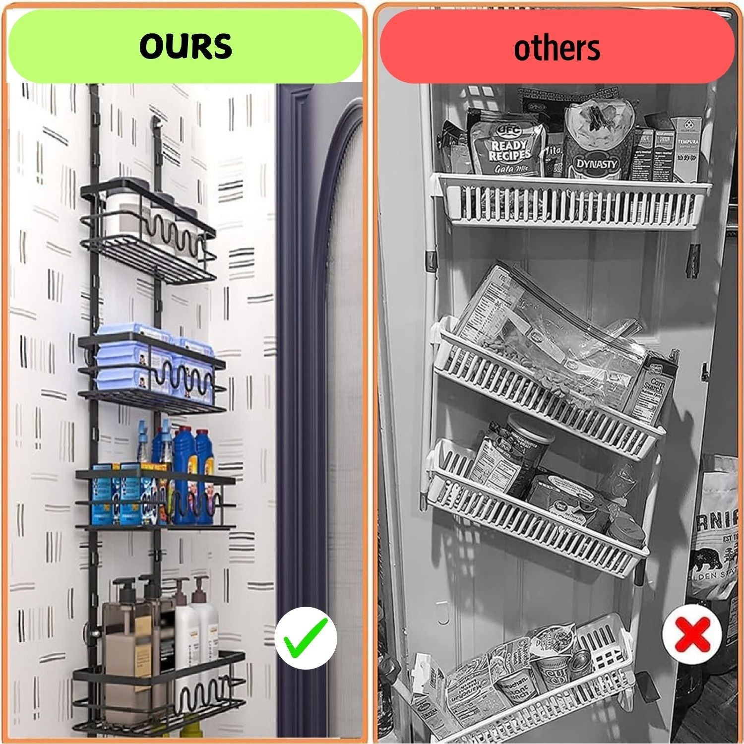 Premium 4-Tier Over Door Pantry Organiser with Adjustable Baskets