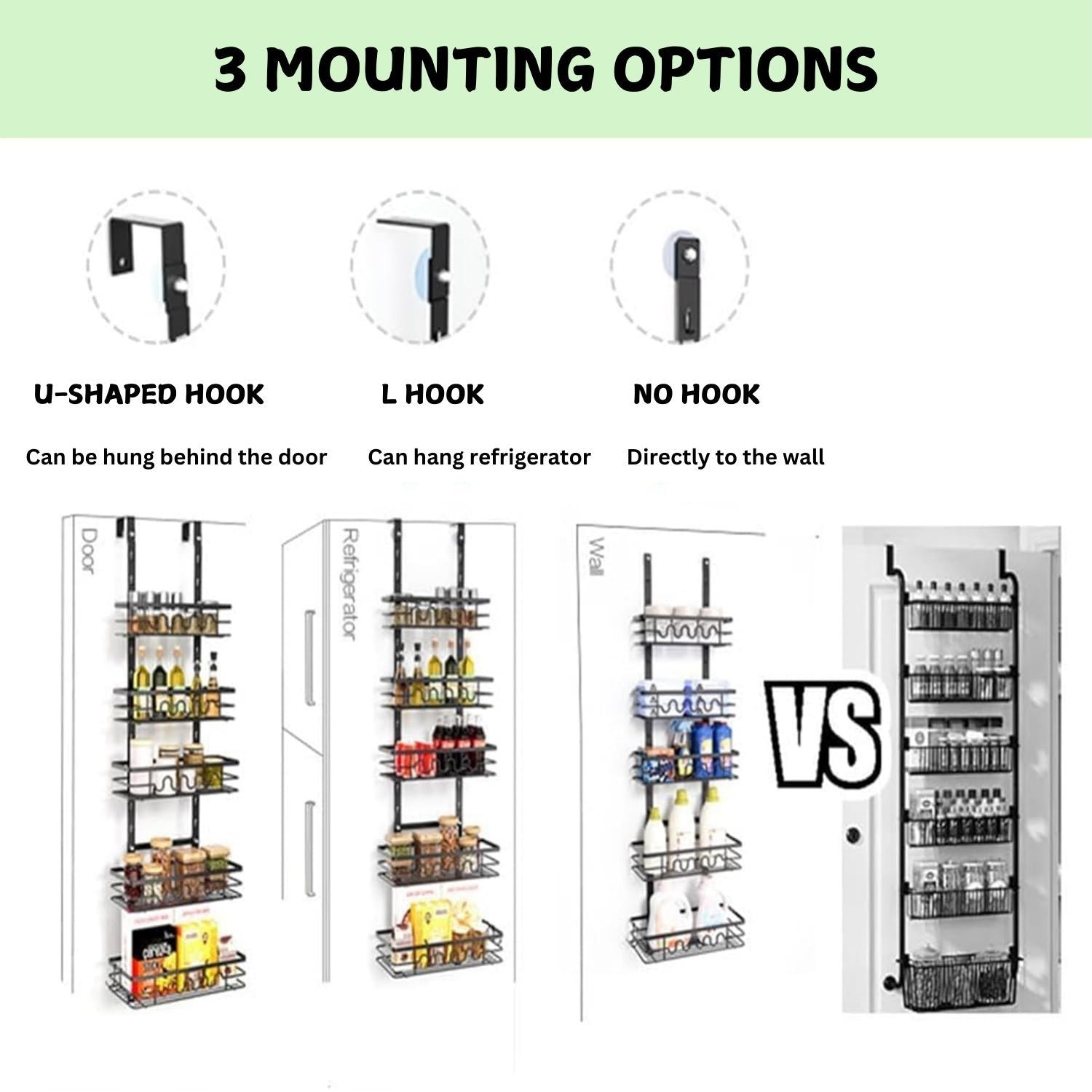 Premium 4-Tier Over Door Pantry Organiser with Adjustable Baskets