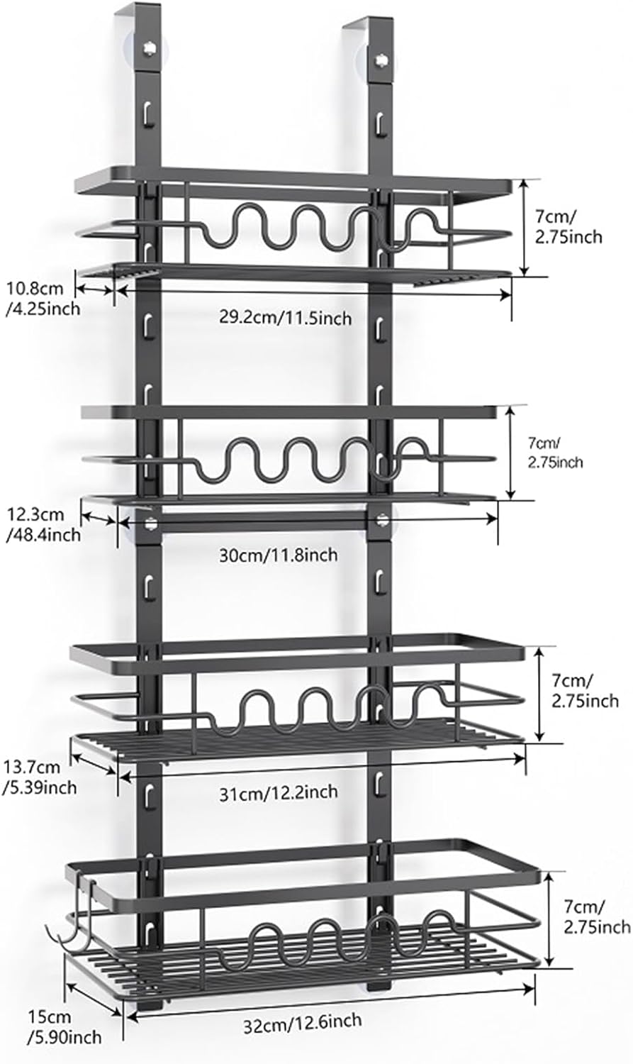 Premium 4-Tier Over Door Pantry Organiser with Adjustable Baskets