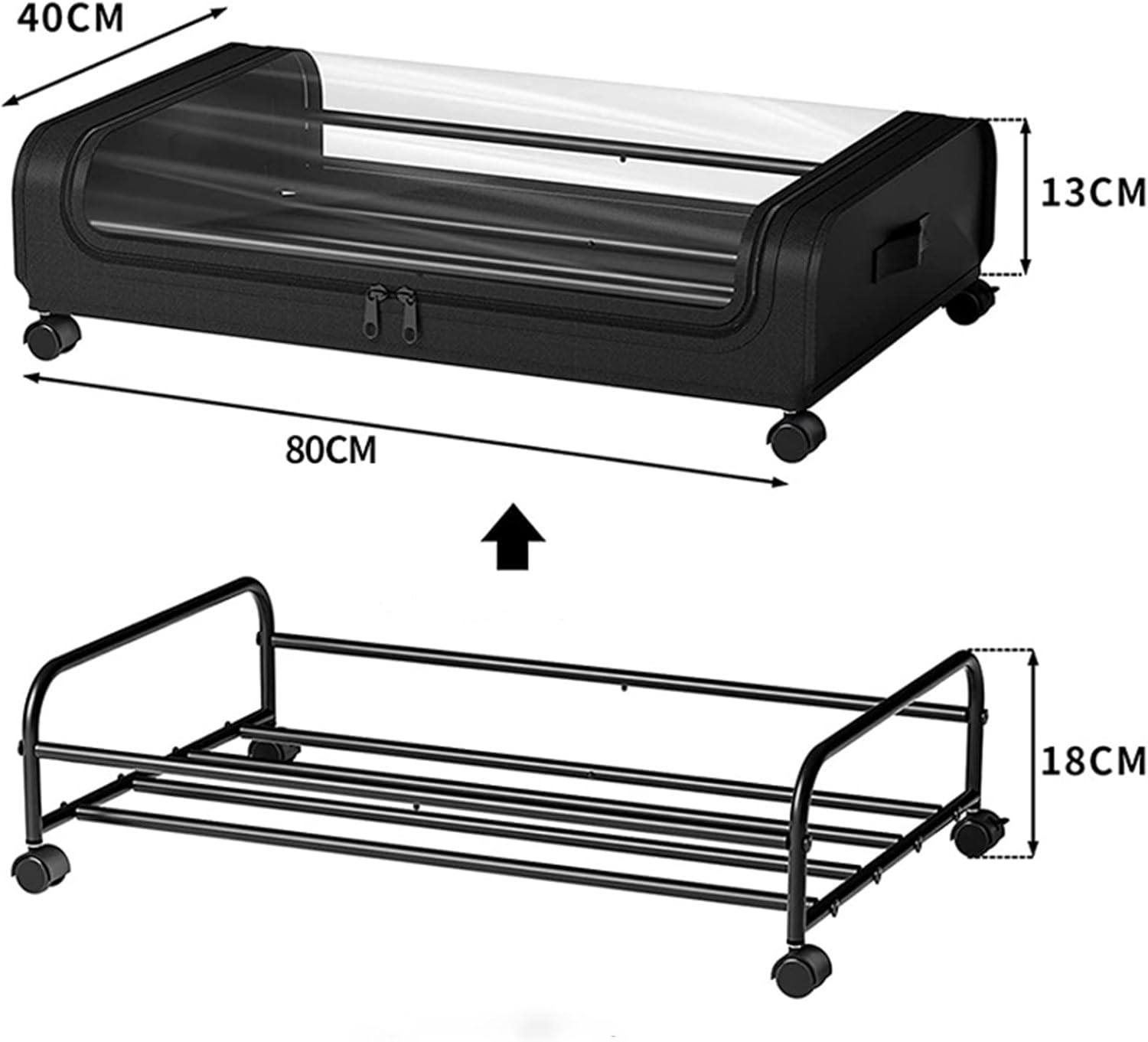 CARLA HOME Under Bed Rolling Storage Containers with Wheels - 50L, 2 Pack