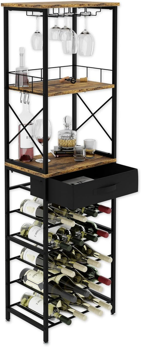CARLA HOME Freestanding Wine Rack for 20 Bottles with Wood Top - SuperSaverAU - view 1