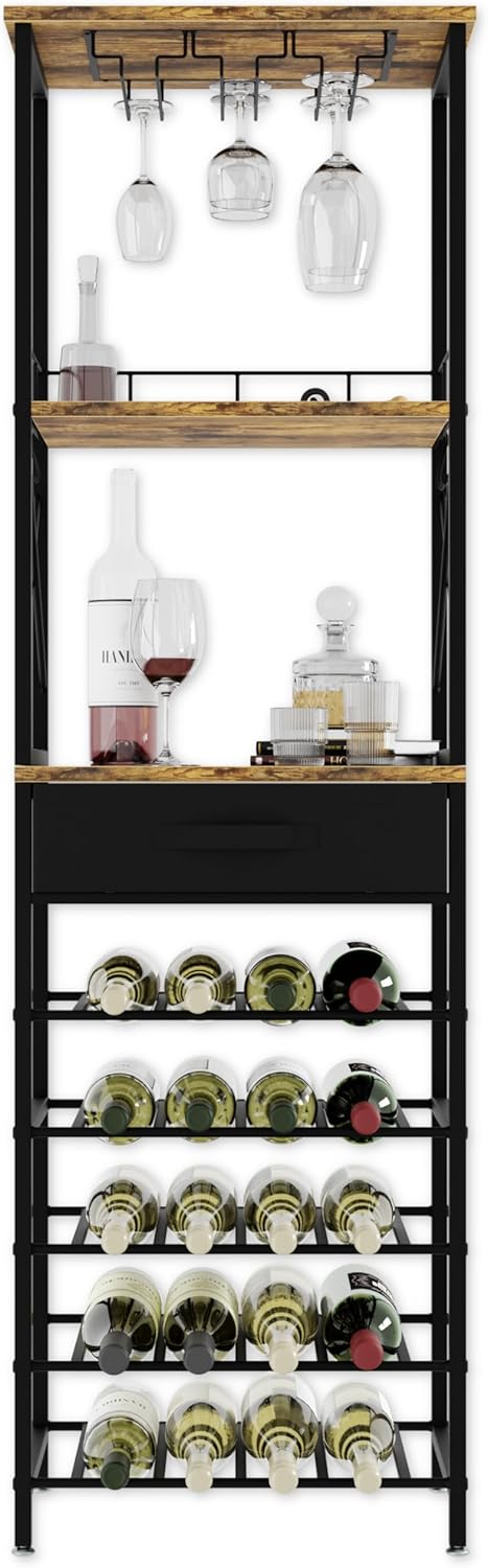 CARLA HOME Freestanding Wine Rack for 20 Bottles with Wood Top - SuperSaverAU - view 5