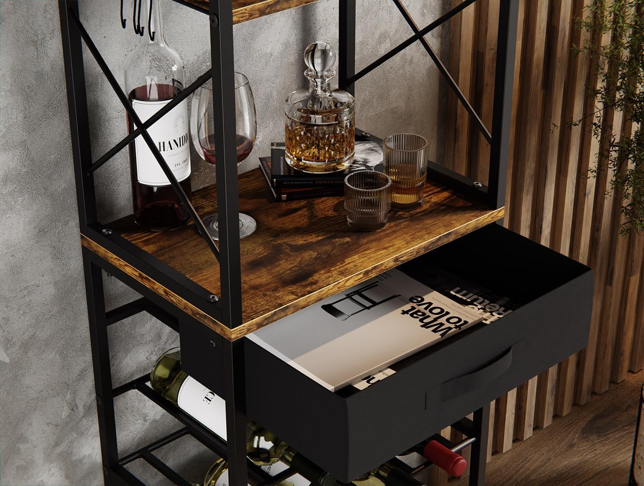 CARLA HOME Freestanding Wine Rack for 20 Bottles with Wood Top - SuperSaverAU - view 6