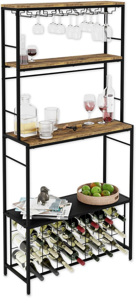 CARLA HOME Large Wine Rack for 20 Bottles with Wood Top - SuperSaverAU - view 1