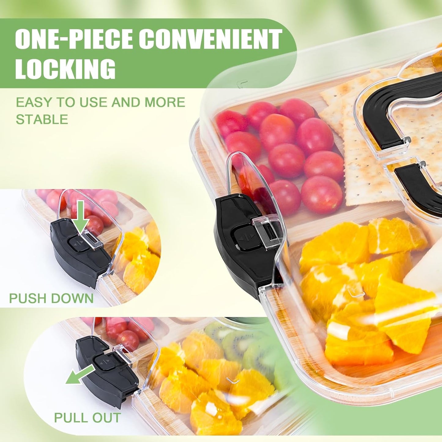 CARLA HOME Bamboo Charcuterie Board with Lid & Handle ideal Gift for Kitchen, Party & Picnic (6 Compartments)