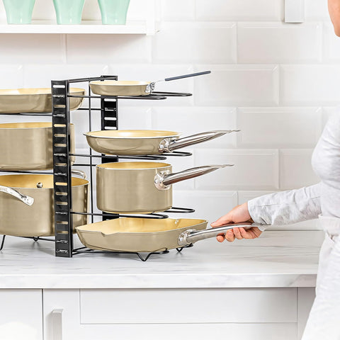 CARLA HOME 8-Tier Adjustable Pot Organizer Rack 20x38x48 cm for Kitchen Cabinet - SuperSaverAU - view 2