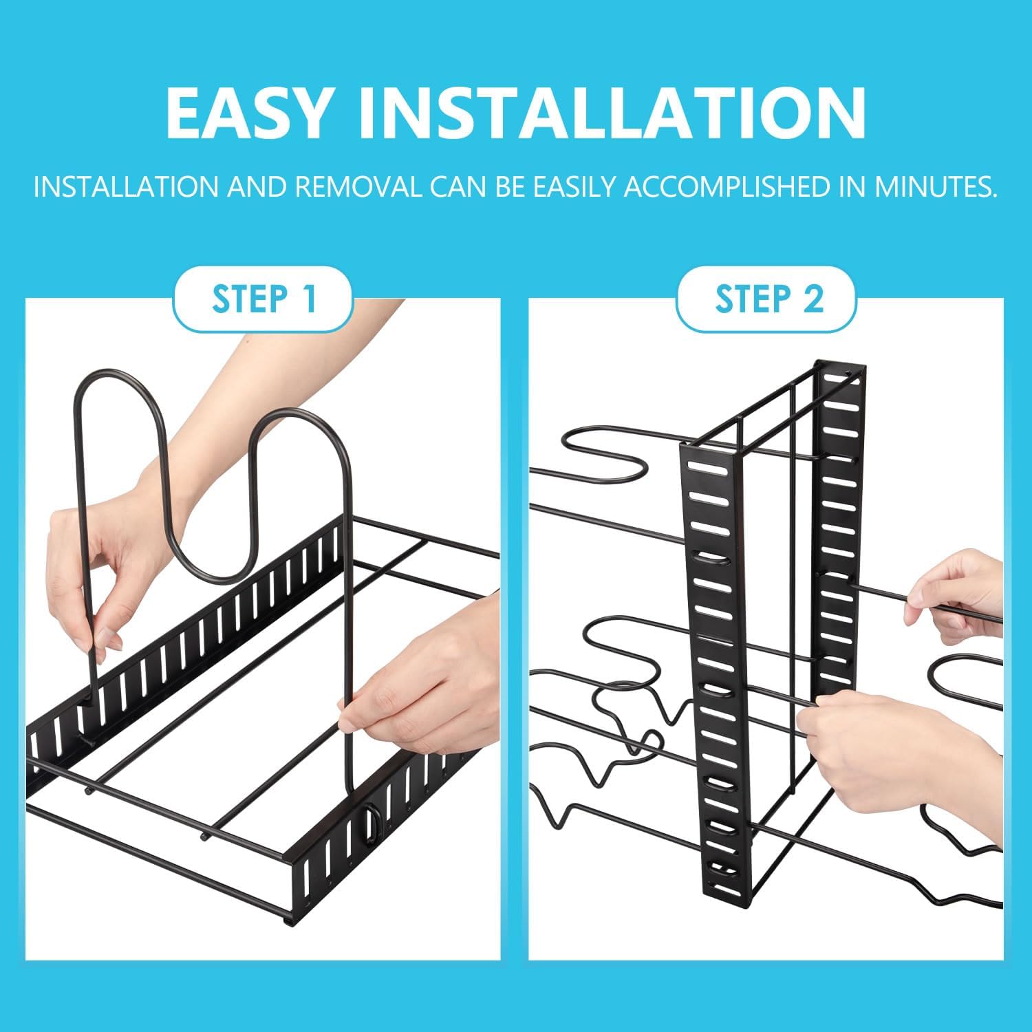 CARLA HOME 8-Tier Adjustable Pot Organizer Rack 20x38x48 cm for Kitchen Cabinet - SuperSaverAU - view 9