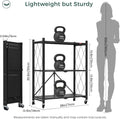 CARLA HOME 3-Tier Foldable Storage Shelf – Black with Lockable Wheels