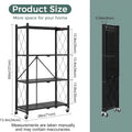 CARLA HOME 4 Tier Black Foldable Storage Shelf with Wheels 100kg Capacity
