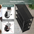 CARLA HOME 4 Tier Black Foldable Storage Shelf with Wheels 100kg Capacity