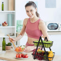 CARLA HOME 2-Tier Fruit Basket Stand for Kitchen Countertop for Fruits, Vegetables, Bread & Snacks with Wooden Handle - SuperSaverAU - view 2
