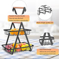 CARLA HOME 2-Tier Fruit Basket Stand for Kitchen Countertop for Fruits, Vegetables, Bread & Snacks with Wooden Handle - SuperSaverAU - view 5