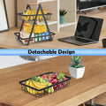 CARLA HOME 2-Tier Fruit Basket Stand for Kitchen Countertop for Fruits, Vegetables, Bread & Snacks with Wooden Handle - SuperSaverAU - view 6