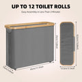 CARLA HOME Toilet Paper Storage Basket, Holds 12 Rolls, Bamboo Lid, Grey, 35x45x15 cm - SuperSaverAU - view 3