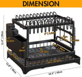 CARLA HOME 2-Tier Dish Drying Rack – Black with Drainage Tray