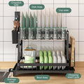 CARLA HOME 2-Tier Dish Drying Rack – Black with Drainage Tray