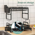CARLA HOME 2-Tier Dish Drying Rack – Black with Drainage Tray
