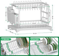 CARLA HOME 2-Tier Dish Drying Rack – White with Drainage Tray