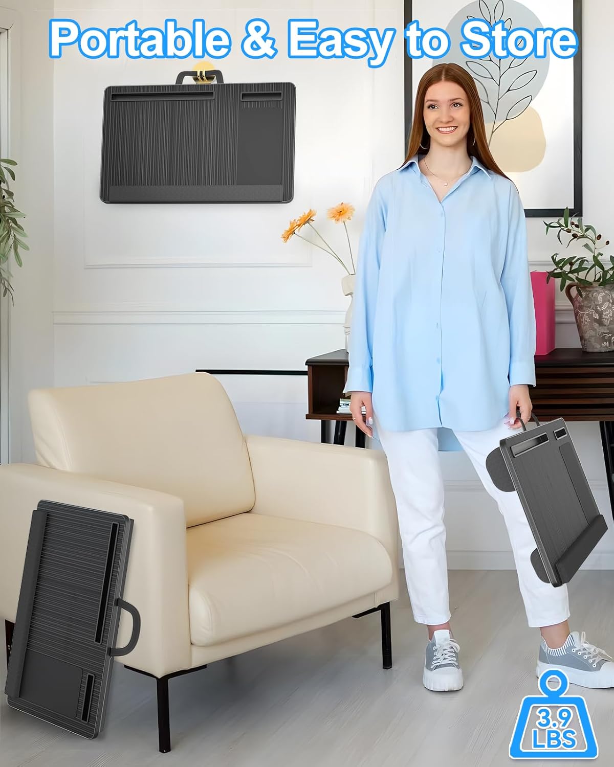 CARLA HOME Oversized Portable Lap Desk with Cushion, Mouse Pad, Tablet Holder, Fits 17 Inch Laptops - SuperSaverAU - view 5