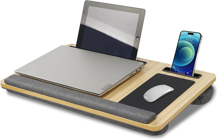 CARLA HOME Oversized Portable Lap Desk with Cushion, Mouse Pad, Tablet Holder, 34x55 cm - SuperSaverAU - view 1