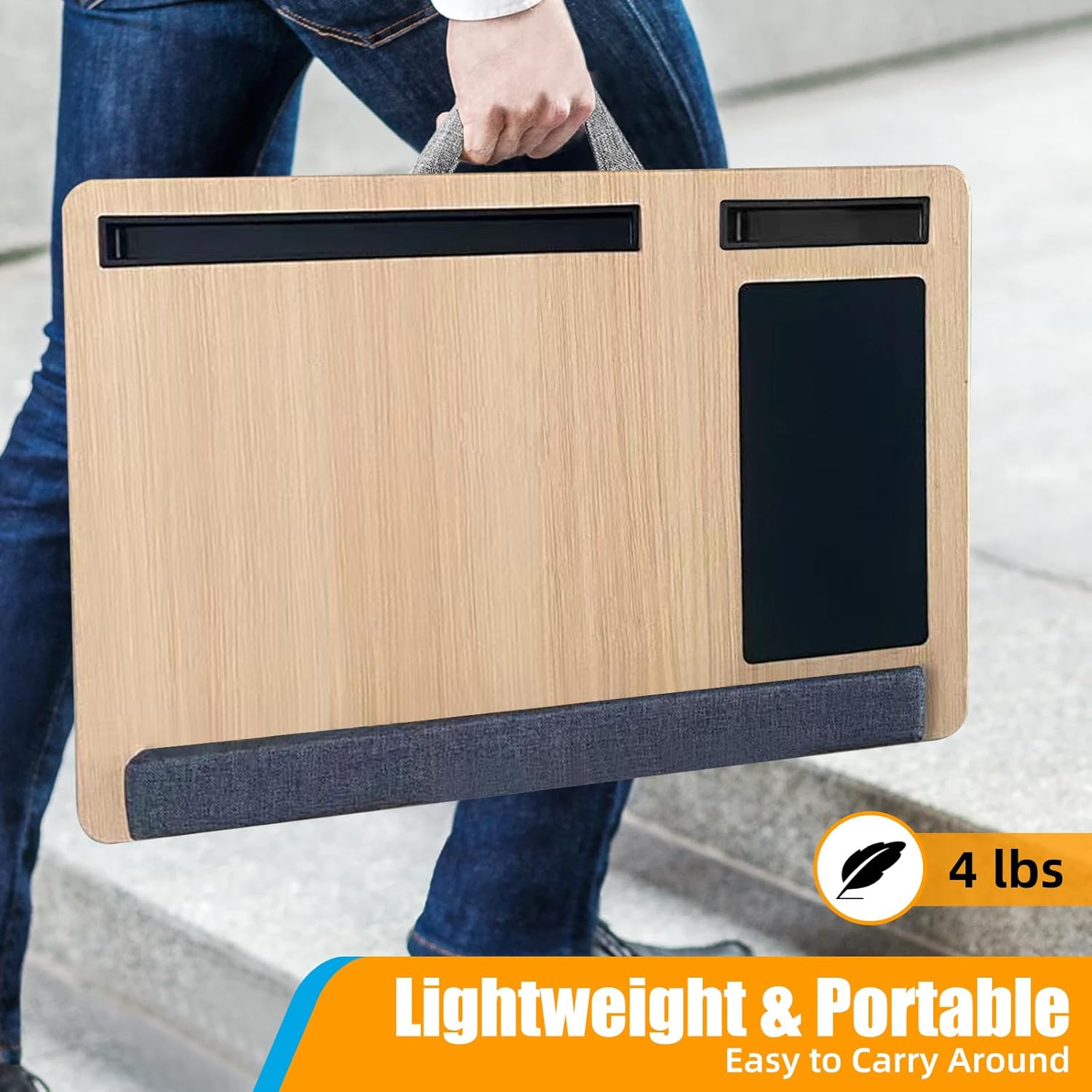 CARLA HOME Oversized Portable Lap Desk with Cushion, Mouse Pad, Tablet Holder, 34x55 cm - SuperSaverAU - view 6