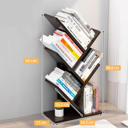CARLA HOME 5-Tier Tree Bookshelf Storage Rack for Home Office (Black)