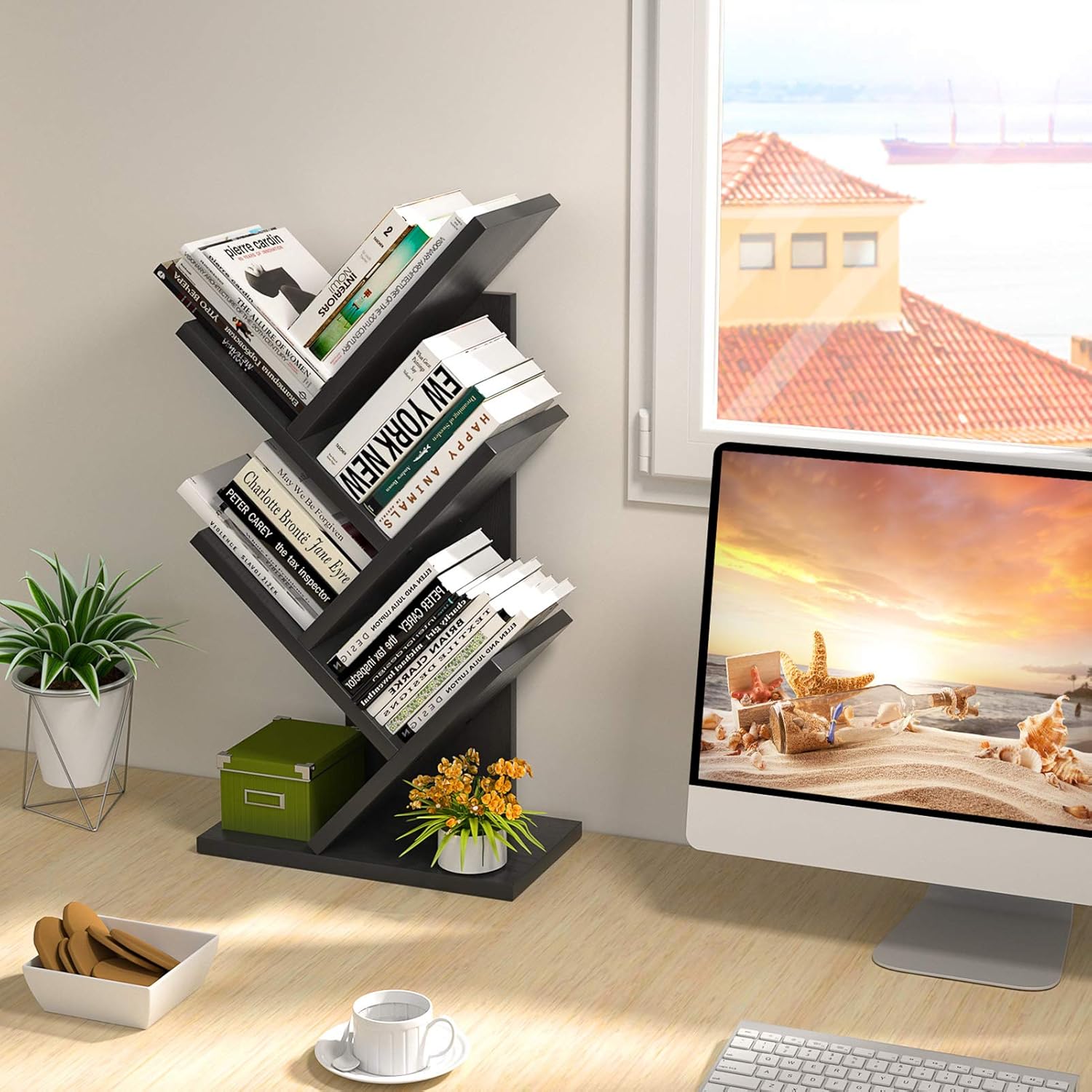 CARLA HOME 5-Tier Tree Bookshelf Storage Rack for Home Office (Black) - SuperSaverAU - view 4