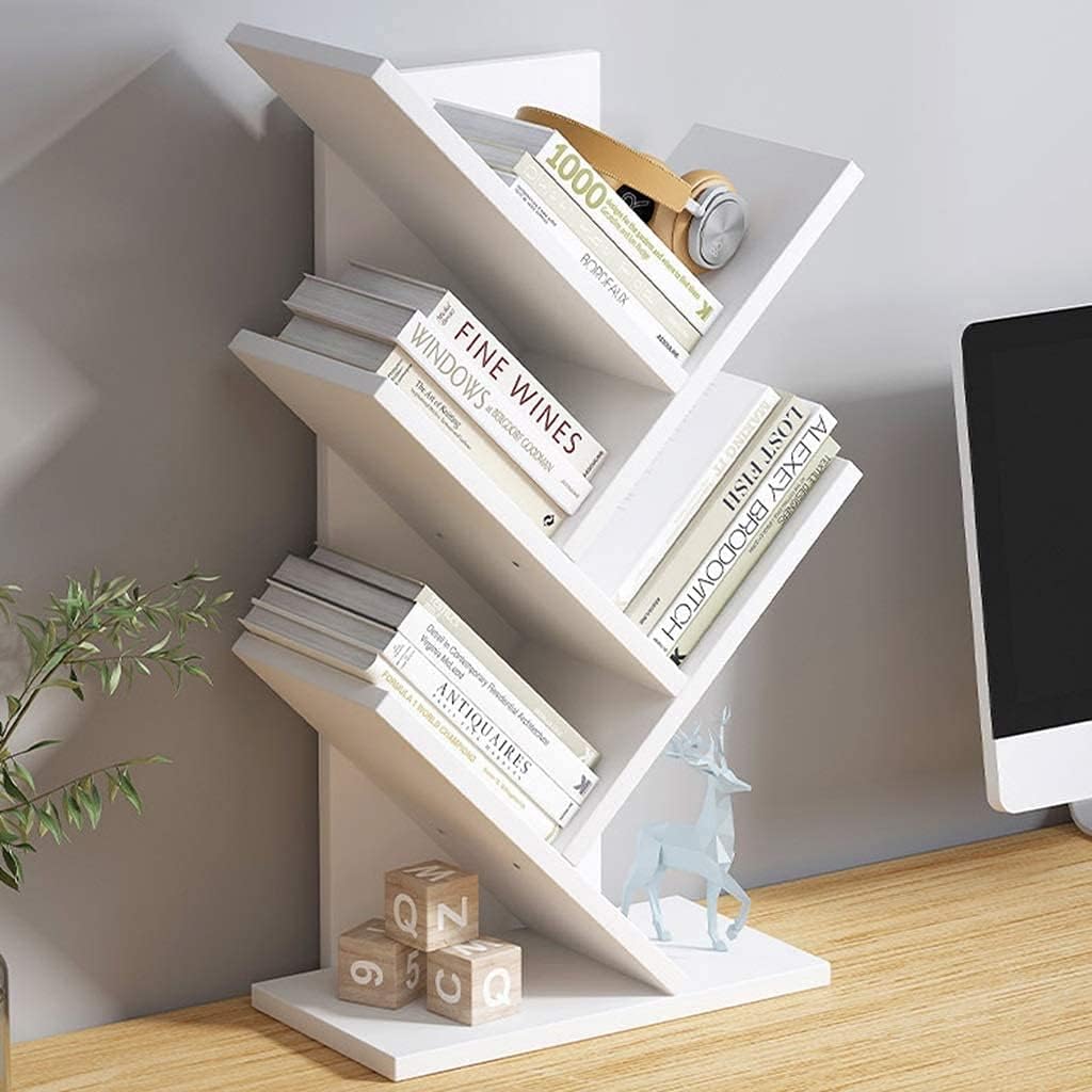 CARLA HOME 5-Tier Tree Bookshelf Storage Rack for Home Office (White)