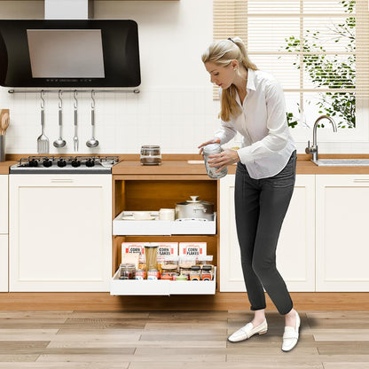 CARLA HOME Pack Pull Out Cabinet Organizer Expandable for Cabinets with Adjustable Slide Out Shelves and Easy Installation (White)