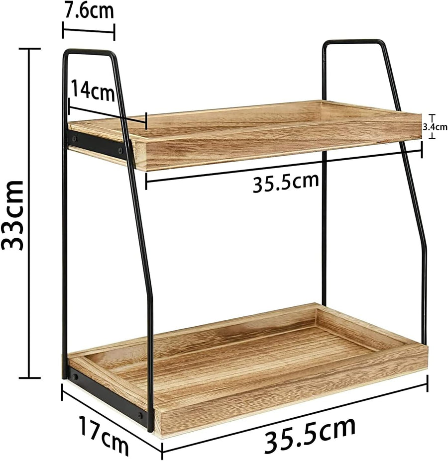 CARLA HOME 2 Tier Wooden Coffee Station Rack Countertop Organiser