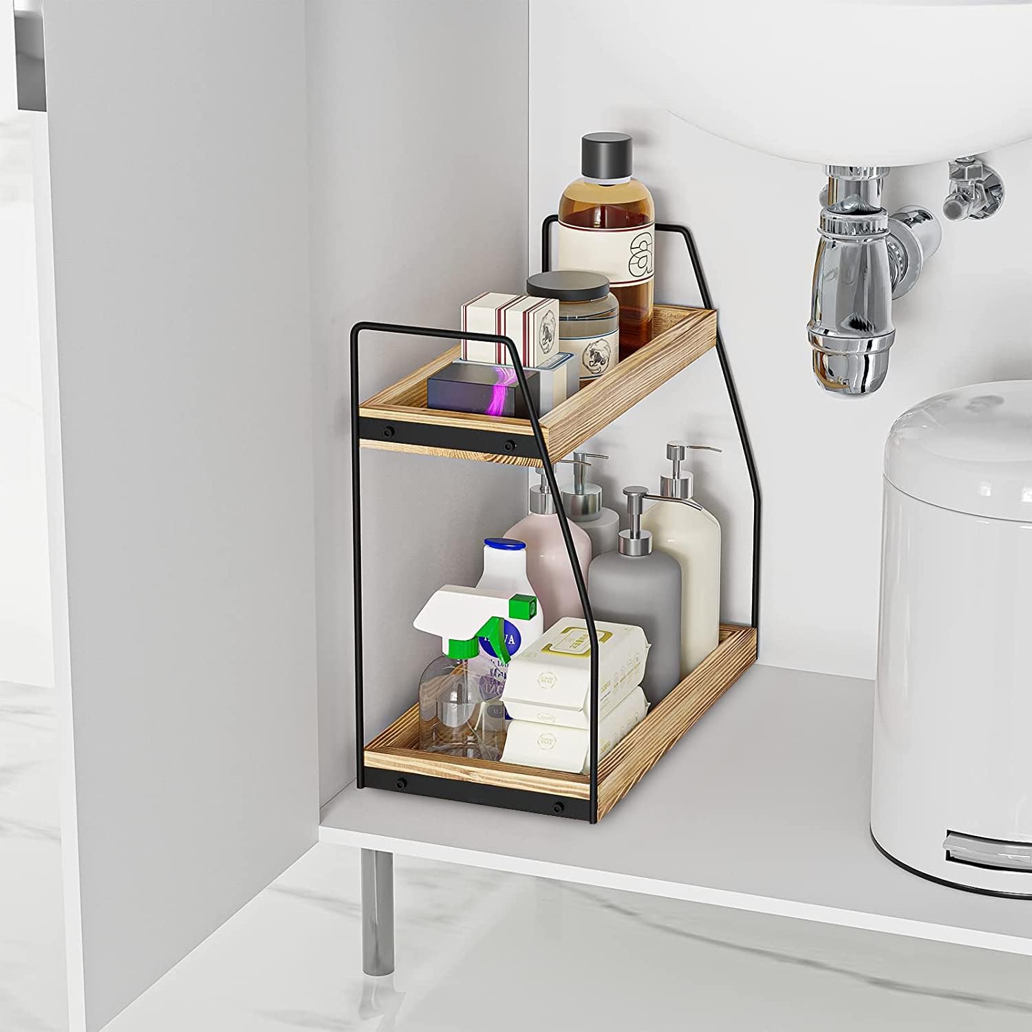 CARLA HOME 2 Tier Wooden Coffee Station Rack Countertop Organiser