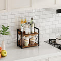 CARLA HOME 2-Tier Countertop Shelf Organizer, Rustic Wood, 27 x 30 x 16 cm - SuperSaverAU - view 3