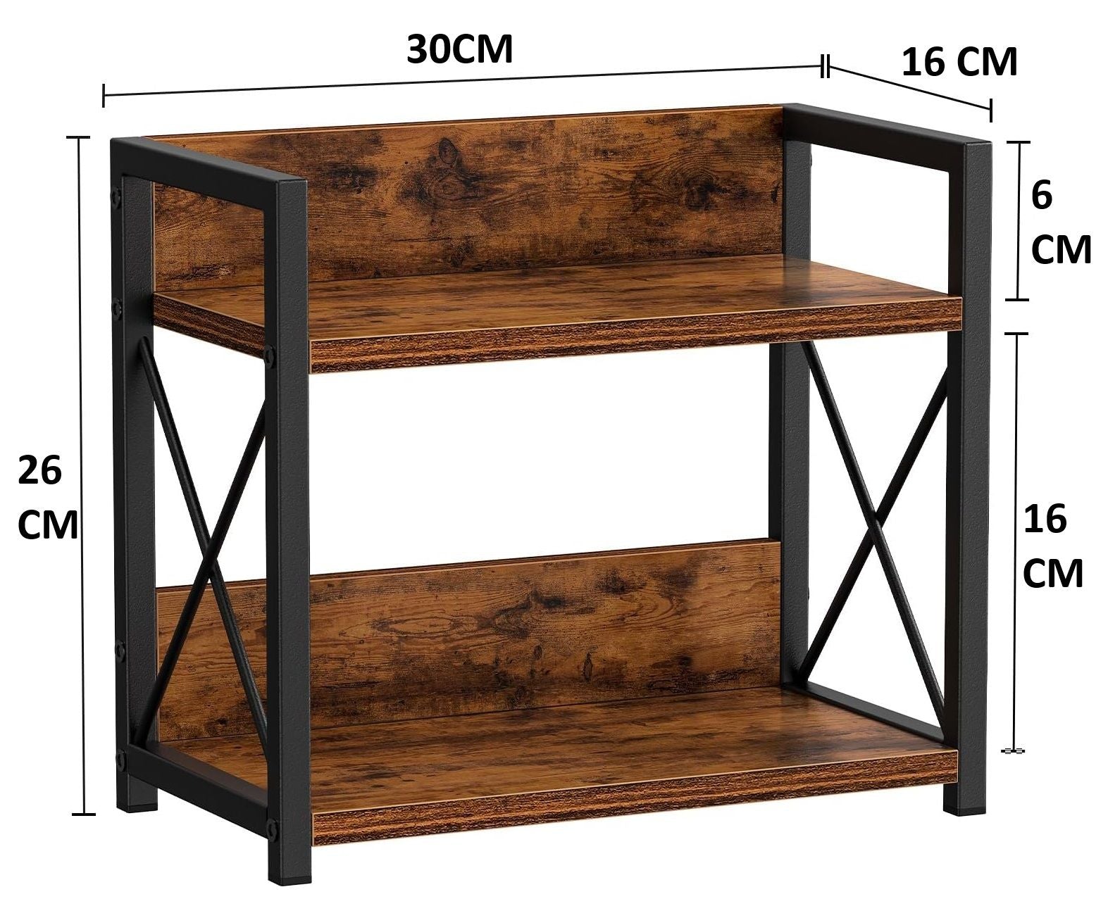 CARLA HOME 2-Tier Countertop Shelf Organizer, Rustic Wood, 27 x 30 x 16 cm - SuperSaverAU - view 7