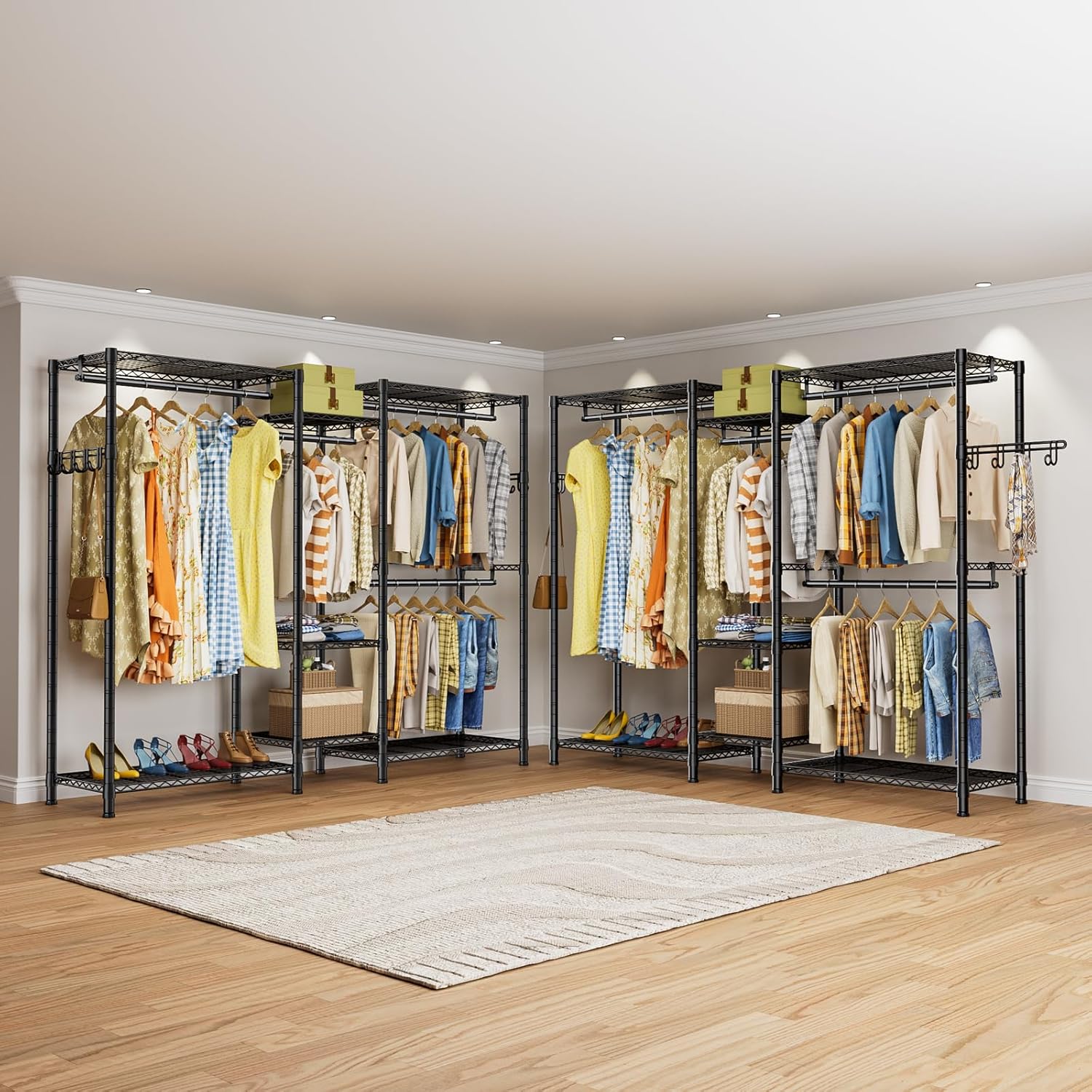 CARLA HOME Heavy Duty Garment Rack – 44 x 188 x 189cm with Rods & Shelves