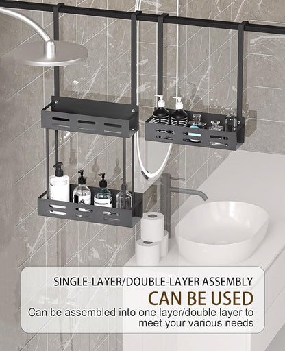 CARLA HOME Over the Door 2-tier Shower Caddy Organizer Shelf with Hooks for Bathroom