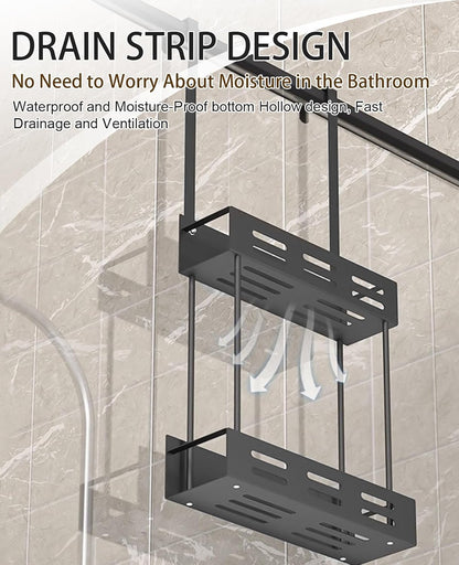 CARLA HOME Over the Door 2-tier Shower Caddy Organizer Shelf with Hooks for Bathroom
